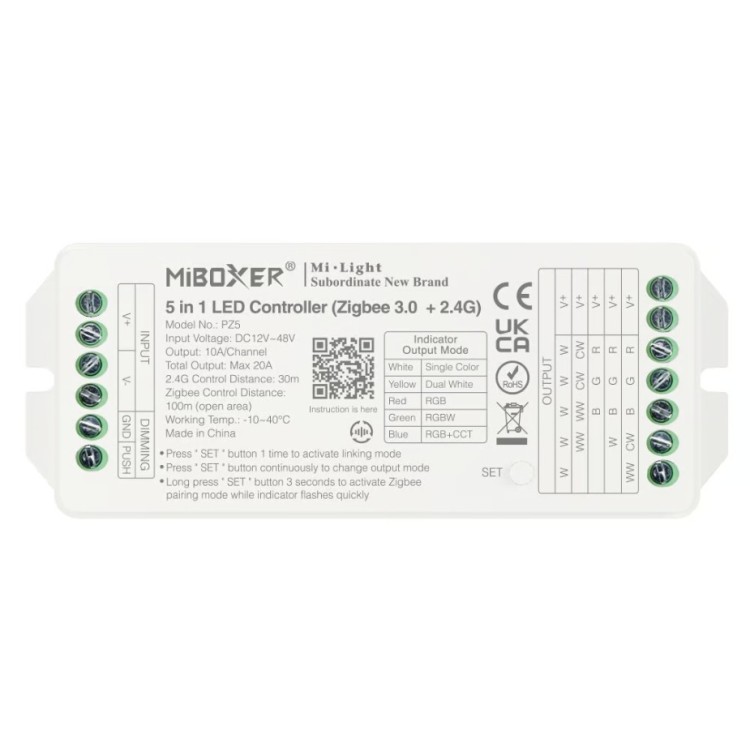 MiBoxer PZ5 Kontroler taśm LED 5w1 Zigbee 3.0 TUYA RGBW RGB+CCT Mi-Light