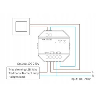MiBoxer TRI-C1WR ściemniacz Dimmer Triac AC WiFi 2.4 GHz RF PUSH Milight