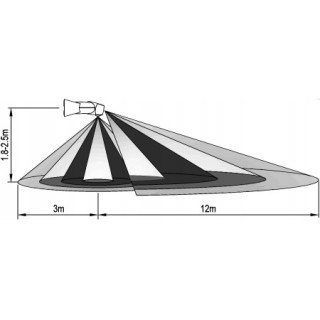 DAMIK Czujnik czujka PIR natynkowy Rubin 180°/360° 1200W Czarny IP65