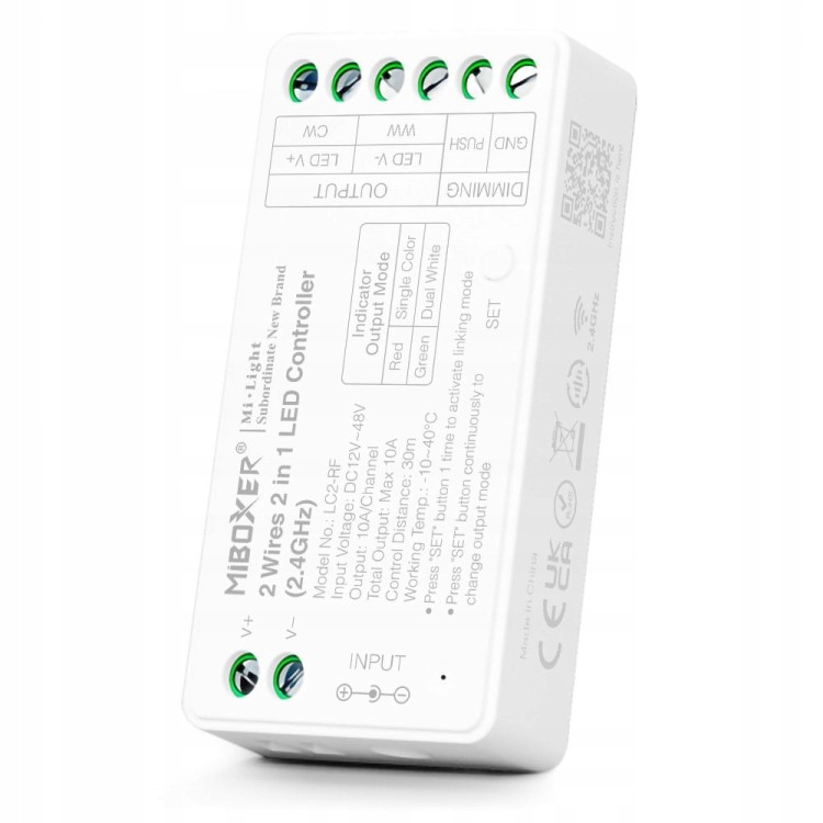 MiBoxer LC2-RF Sterownik CCT LED Tunable White 2.4GHz RF Milight