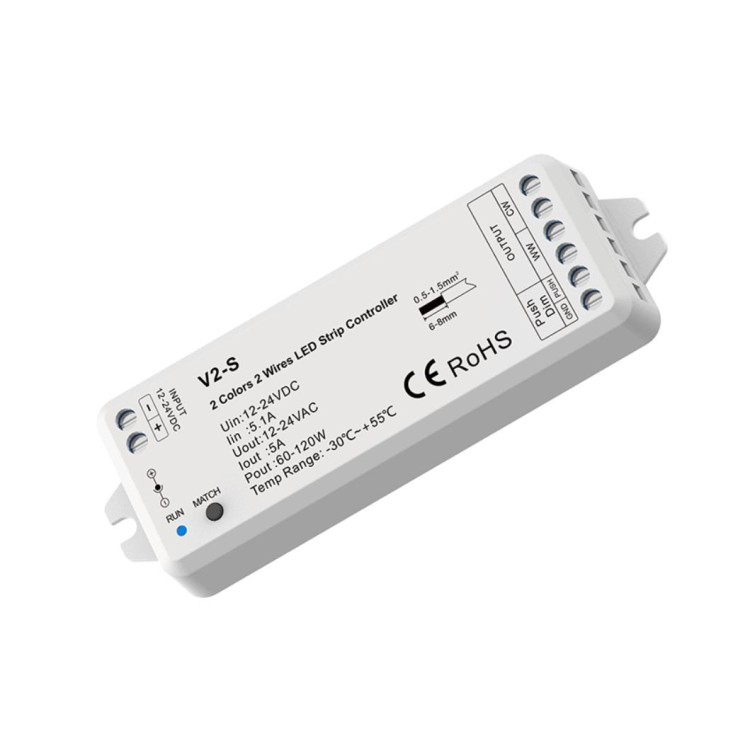 SkyDance V2-S Sterownik LED 2.4Ghz CCT Tunable White (WW+CW, 2-żyłowy)