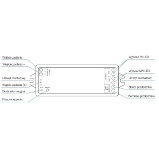 SkyDance V2-S Sterownik LED 2.4Ghz CCT Tunable White (WW+CW, 2-żyłowy)