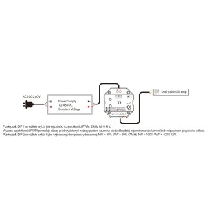 SkyDance T2-W Dotykowy panel ścienny CCT 2CH 12–48V DC (2×5A) Biały