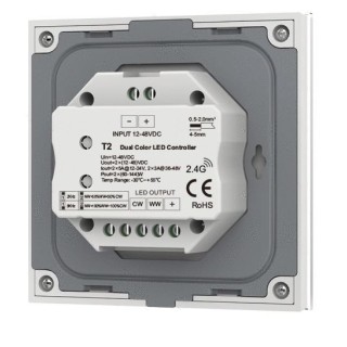 SkyDance T2-W Dotykowy panel ścienny CCT 2CH 12–48V DC (2×5A) Biały
