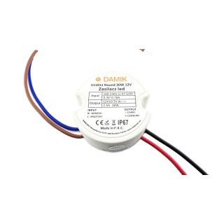 Zasilacz do taśm LED DAMIK Round 12V 30W IP67 - leddriver.eu