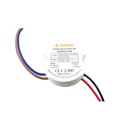DAMIK LED strip power supply Round 24V 30W IP67 - leddriver.eu