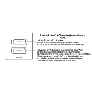 MiBoxer ESR2T-W Inteligentny przełącznik 2-GANG 2.4GHz Biały