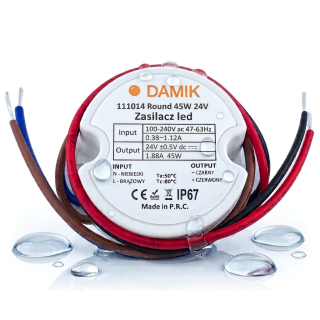 Zasilacz do taśm LED DAMIK Round 24V 45W IP67 - leddriver.eu