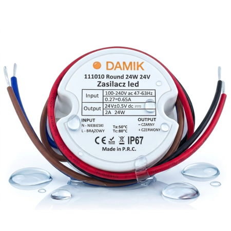 DAMIK LED strip power supply Round 24V 24W IP67 - leddriver.eu