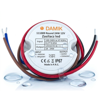 Zasilacz do taśm LED DAMIK Round 12V 24W IP67 - leddriver.eu